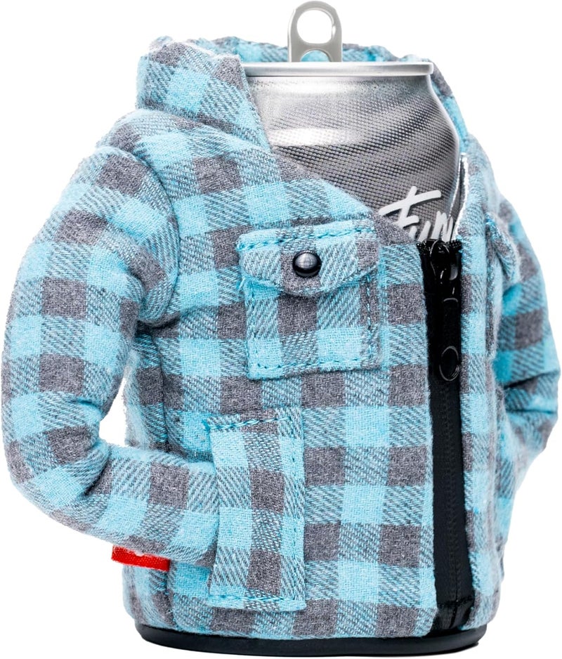PUFFIN - The Lumberjack Flannel - Insulated 12 oz Can Cooler I Beer Bottle & Soda Can Insulator, Keep Drinks and Beverages Cold - Crater Blue - Image 2